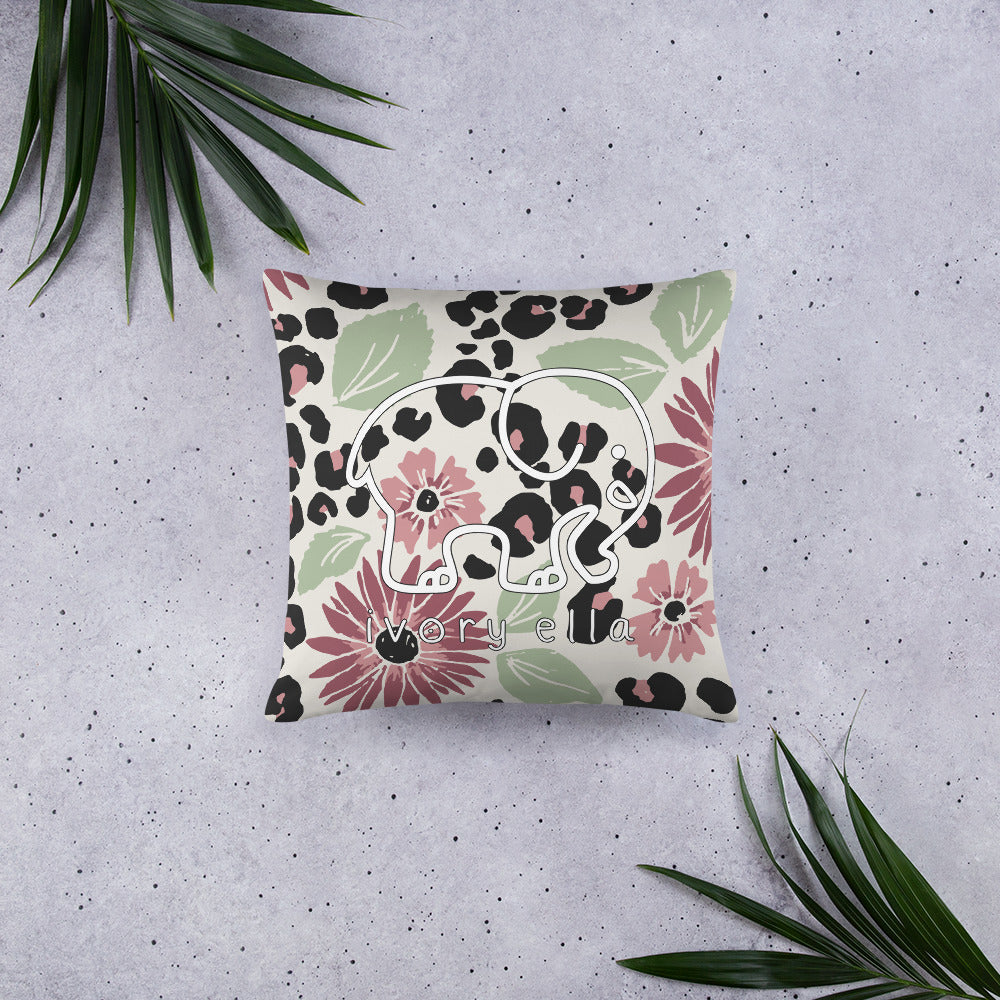 Leopard Blooms Basic Pillow