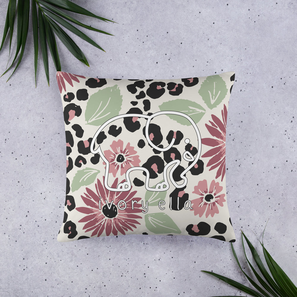 Leopard Blooms Basic Pillow