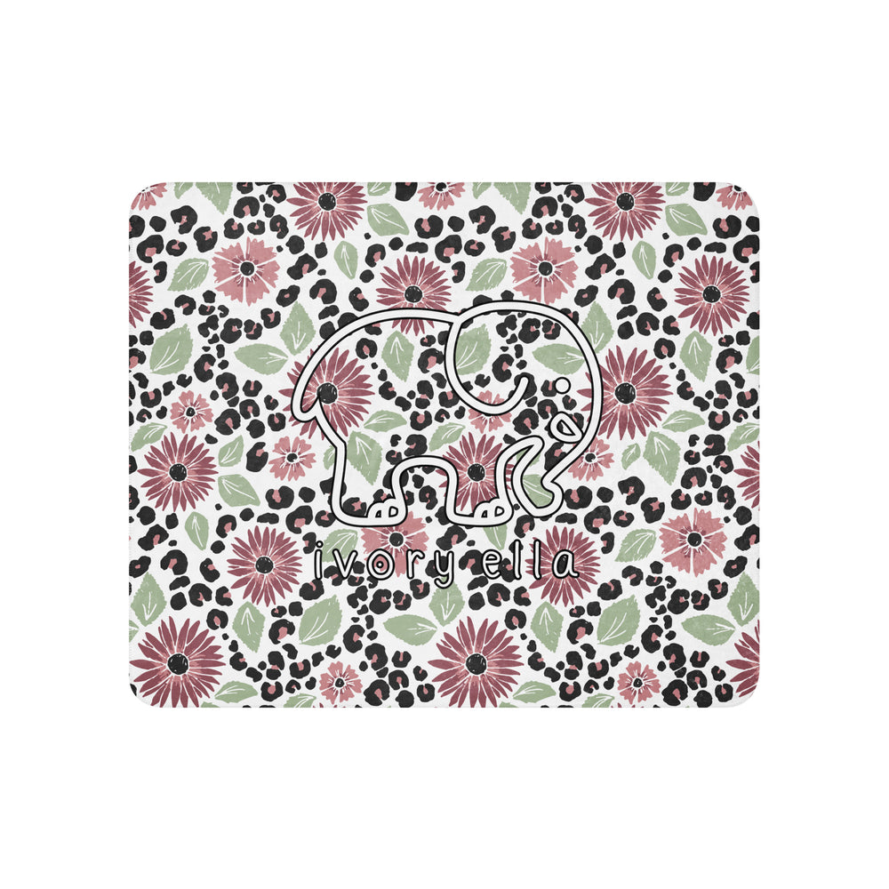 Leopard Blooms Sherpa Blanket